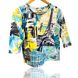 Christoper & Banks medium tee w/ 3/4 length sleeves. Paris theme with rhinestone